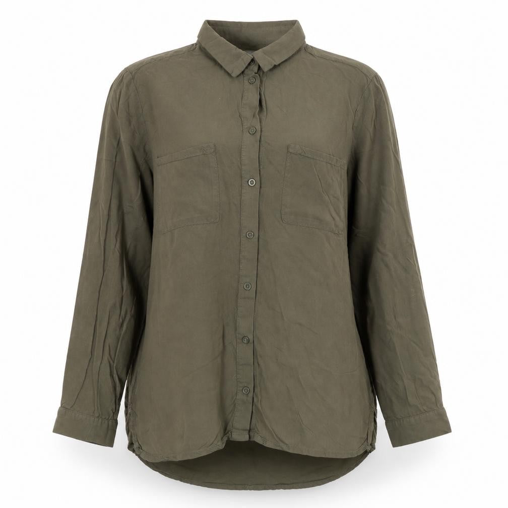 Womens UK Size 6 H&M Green Basic Button-Up