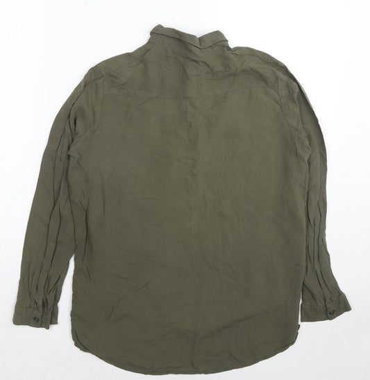 Womens UK Size 6 H&M Green Basic Button-Up