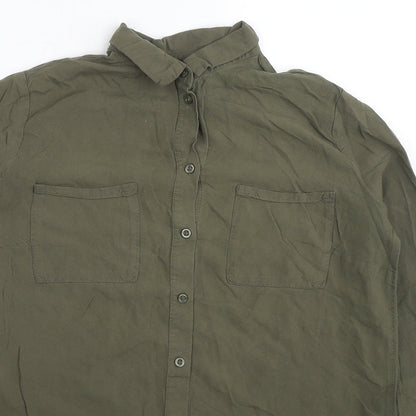 Womens UK Size 6 H&M Green Basic Button-Up
