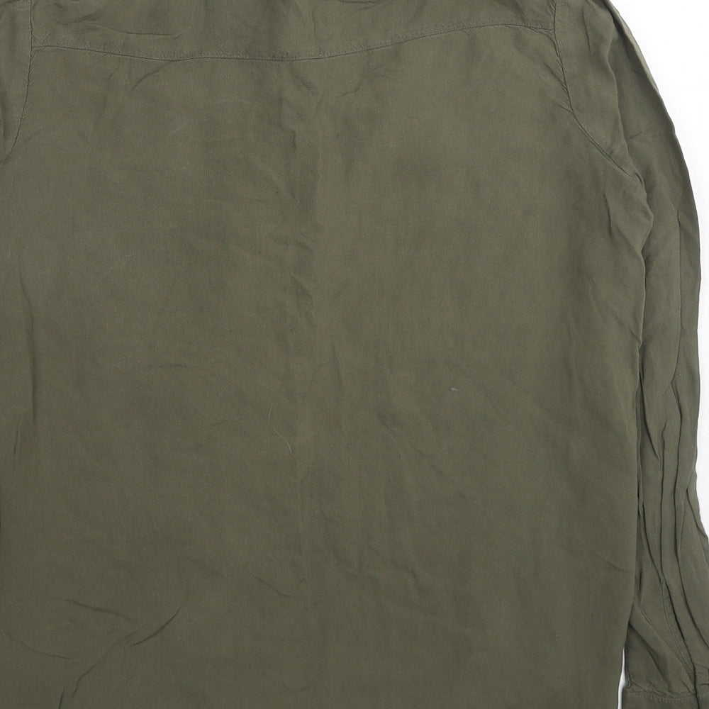 Womens UK Size 6 H&M Green Basic Button-Up