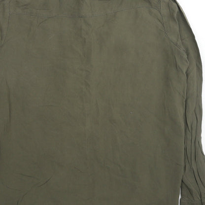 Womens UK Size 6 H&M Green Basic Button-Up