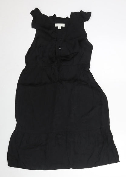 Country Road Womens Black Viscose Fit & Flare Size S V-Neck Button - Frill