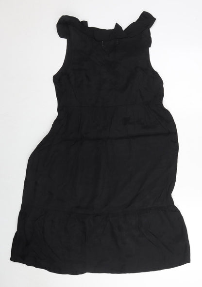 Country Road Womens Black Viscose Fit & Flare Size S V-Neck Button - Frill