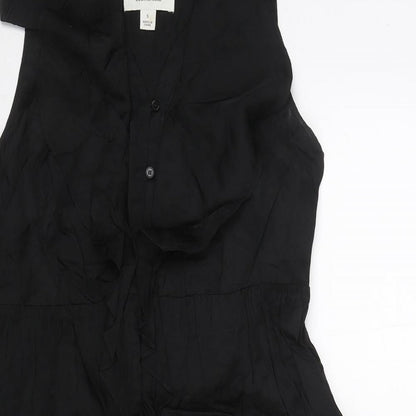 Country Road Womens Black Viscose Fit & Flare Size S V-Neck Button - Frill