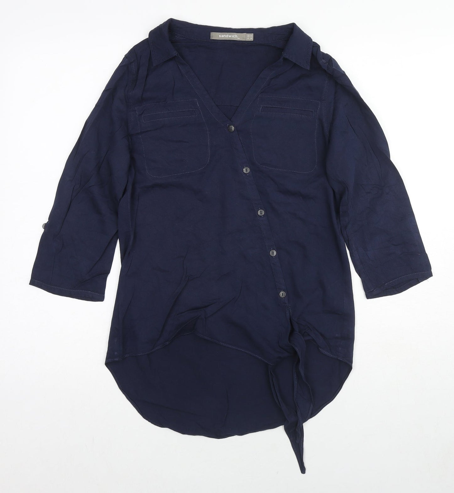 Womens UK Size 6 Sandwich Blue Basic Button-Up