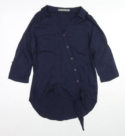 Womens UK Size 6 Sandwich Blue Basic Button-Up