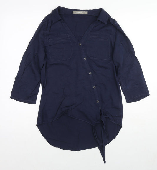 Womens UK Size 6 Sandwich Blue Basic Button-Up