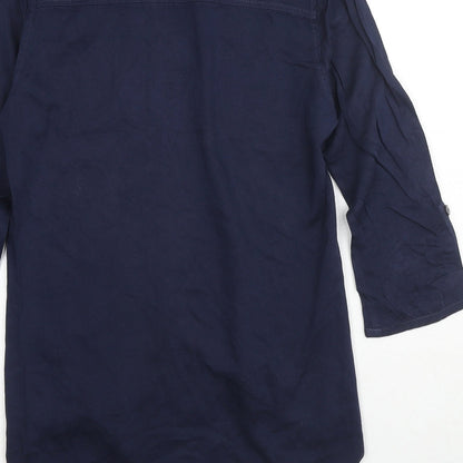 Womens UK Size 6 Sandwich Blue Basic Button-Up