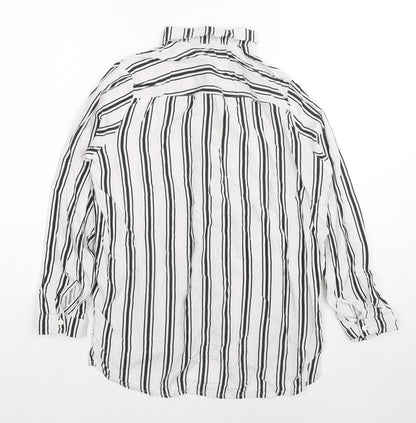 Divided by H&M Womens White Striped Viscose Basic Button-Up Size 6 Collared