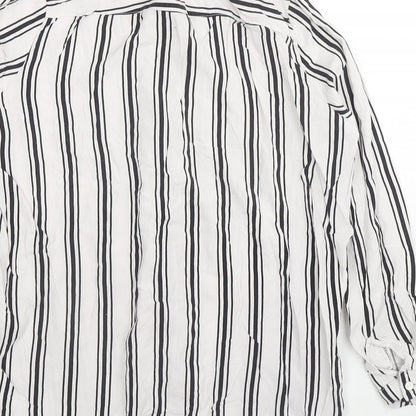 Divided by H&M Womens White Striped Viscose Basic Button-Up Size 6 Collared