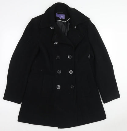 Autonomy Womens Black Pea Coat Coat Size 12 Button