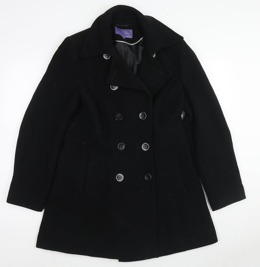 Autonomy Womens Black Pea Coat Coat Size 12 Button
