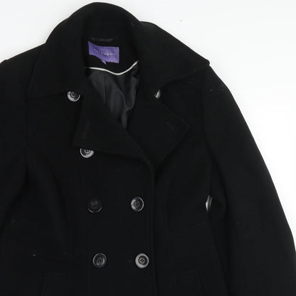 Autonomy Womens Black Pea Coat Coat Size 12 Button