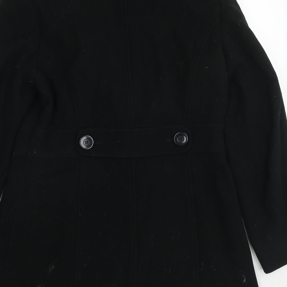 Autonomy Womens Black Pea Coat Coat Size 12 Button