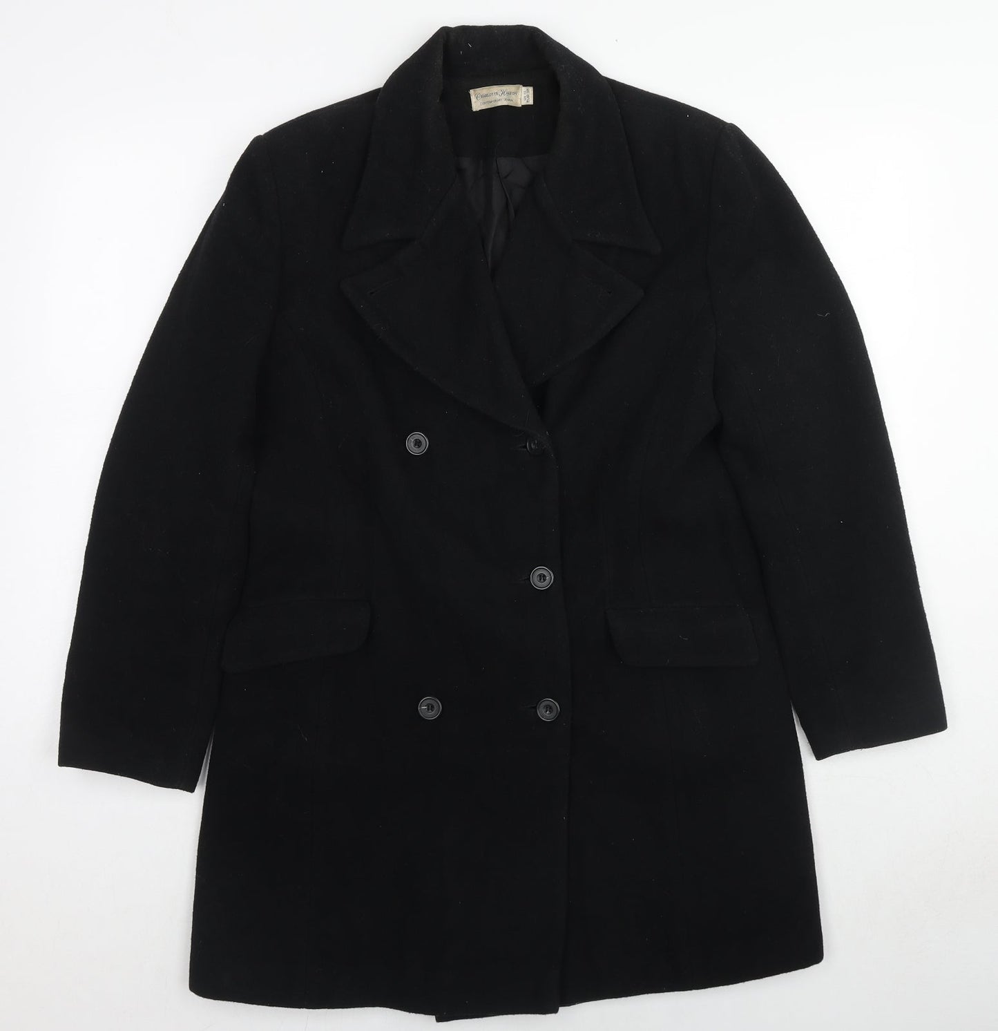Womens UK Size 12 Charlotte Halton Black Overcoat