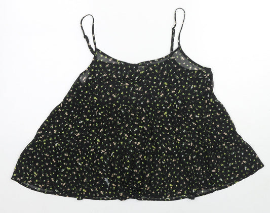 Divided by H&M Womens Black Floral Polyester Camisole Tank Size 8 Scoop Neck