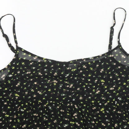 Divided by H&M Womens Black Floral Polyester Camisole Tank Size 8 Scoop Neck