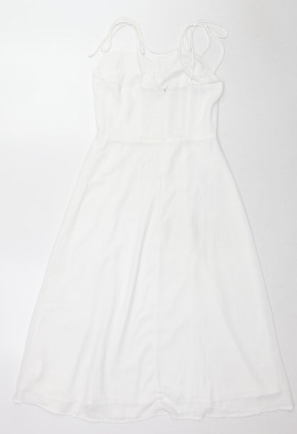 NLW Womens White Polyester Fit & Flare Size S Sweetheart Zip
