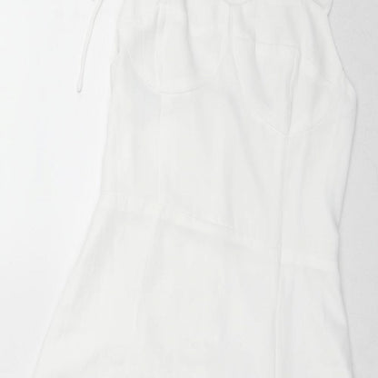 NLW Womens White Polyester Fit & Flare Size S Sweetheart Zip