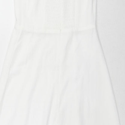 NLW Womens White Polyester Fit & Flare Size S Sweetheart Zip