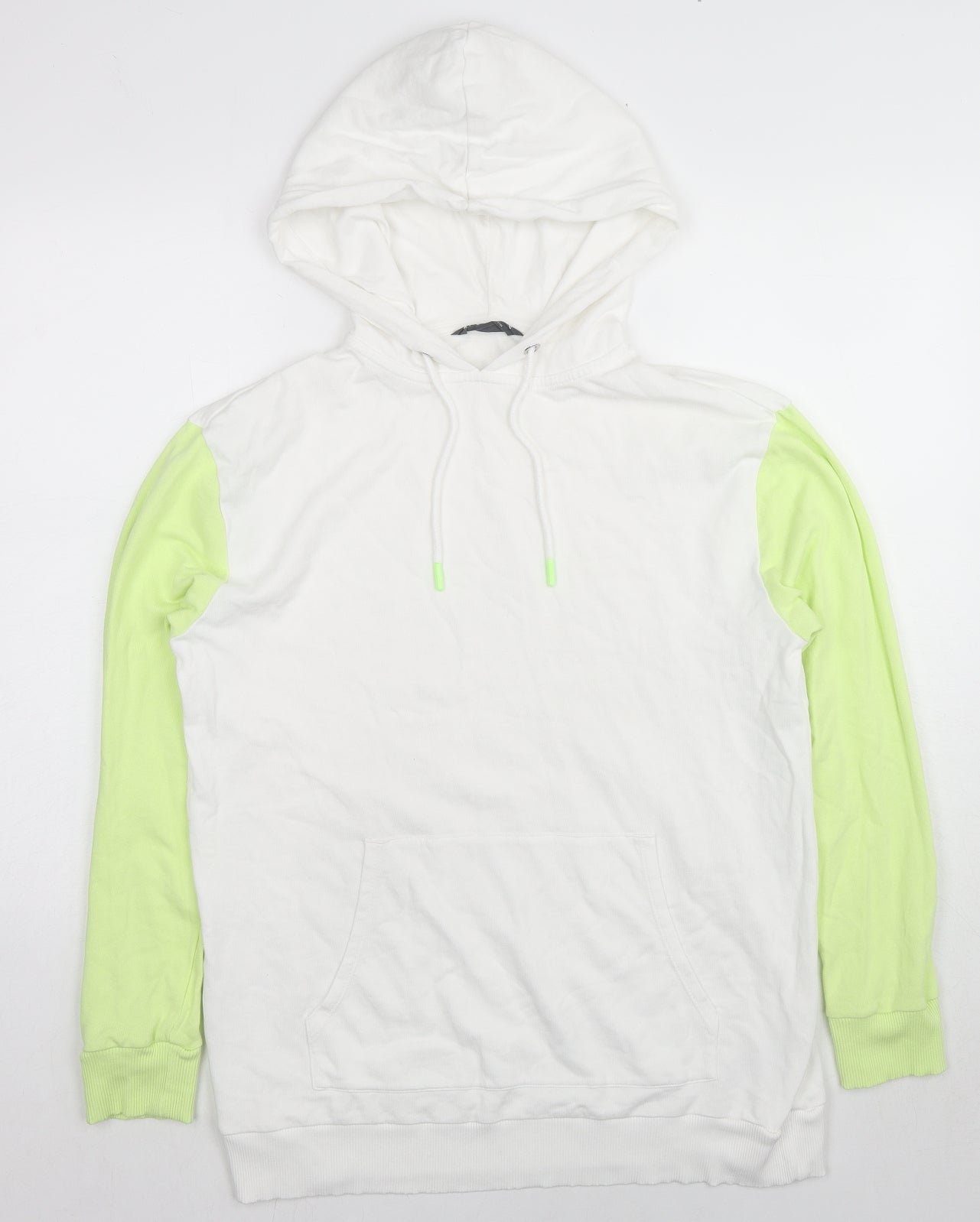 GOODMOVE Womens White Colourblock Cotton Pullover Hoodie Size 12 Pullover