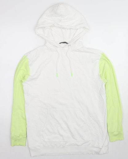 GOODMOVE Womens White Colourblock Cotton Pullover Hoodie Size 12 Pullover