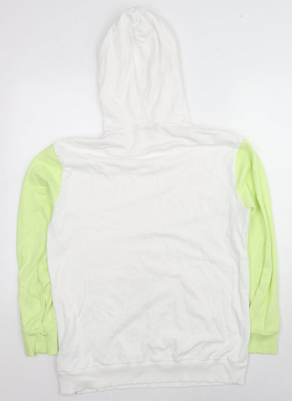 GOODMOVE Womens White Colourblock Cotton Pullover Hoodie Size 12 Pullover