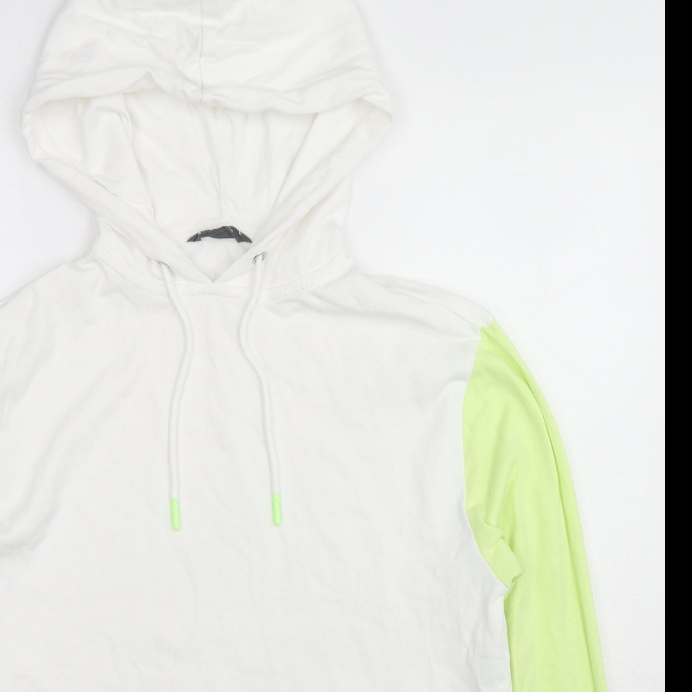 GOODMOVE Womens White Colourblock Cotton Pullover Hoodie Size 12 Pullover