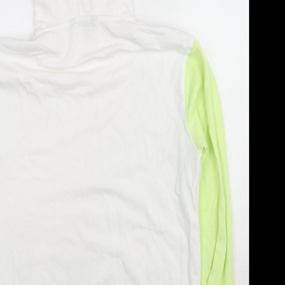 GOODMOVE Womens White Colourblock Cotton Pullover Hoodie Size 12 Pullover