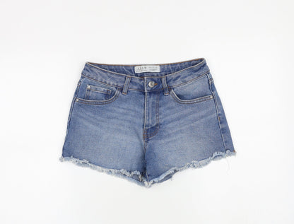 Denim & Co. Womens Blue Cotton Cut-Off Shorts Size 8 Regular Zip