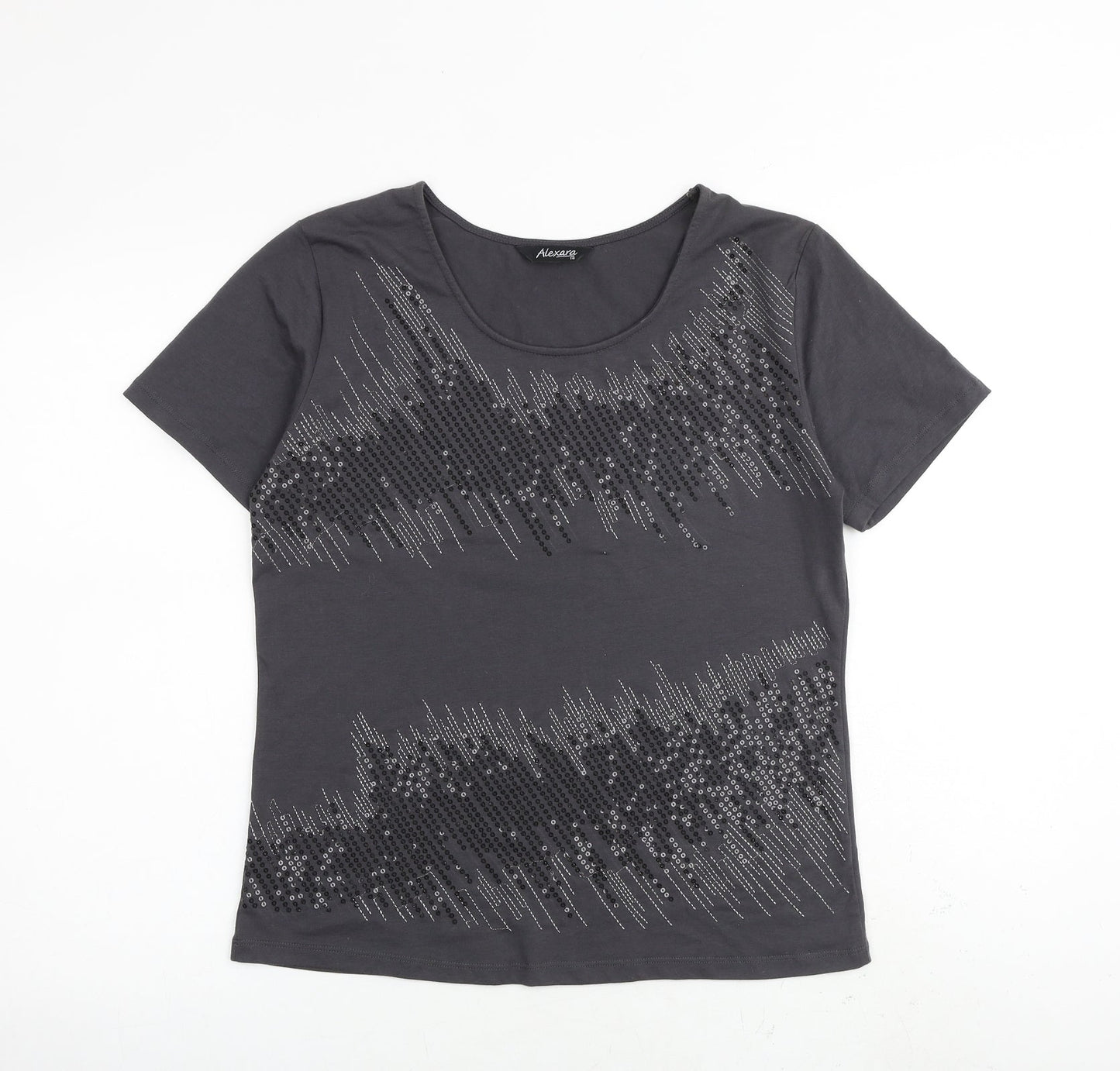 Womens UK Size 14 Alexara Grey Basic T-Shirt