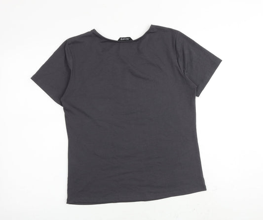 Alexara Womens Grey Polyester Basic T-Shirt Size 14 Round Neck