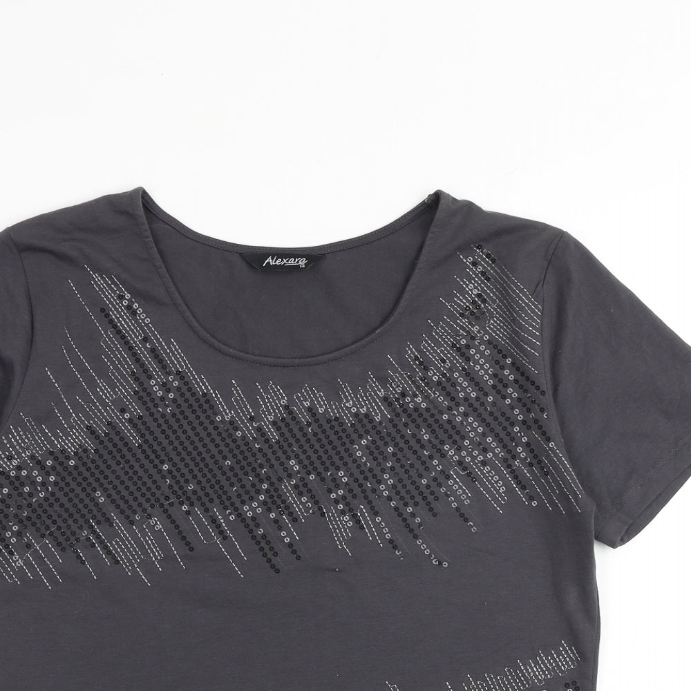 Womens UK Size 14 Alexara Grey Basic T-Shirt