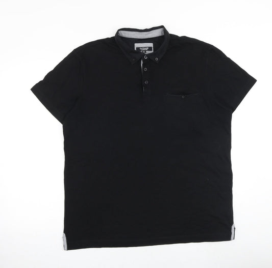 Outrage London Mens Black 100% Cotton Polo Size XL Collared Button
