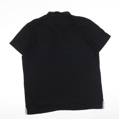 Outrage London Mens Black 100% Cotton Polo Size XL Collared Button