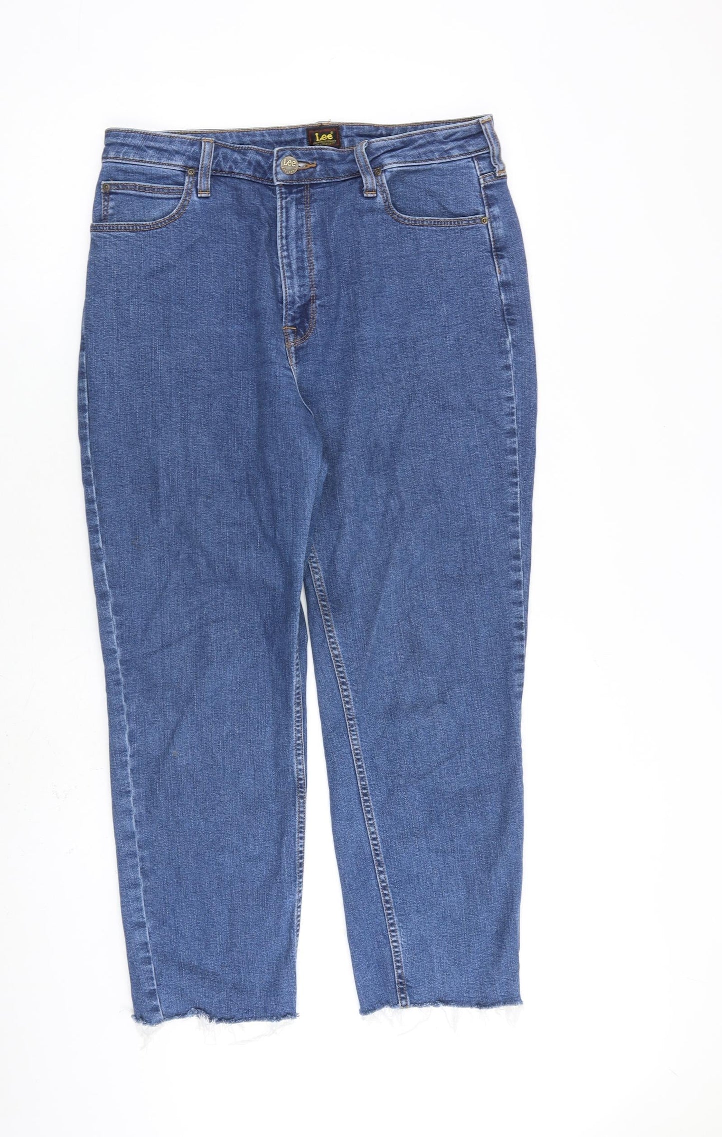 Lee Mens Blue Cotton Straight Jeans Size 31 in Regular Zip