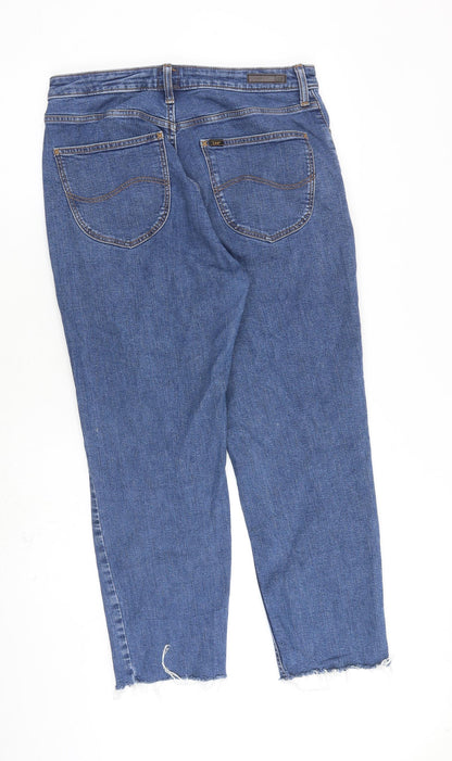Lee Mens Blue Cotton Straight Jeans Size 31 in Regular Zip