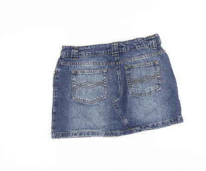 Falmer Heritage Womens Blue Cotton Mini Skirt Size 12 Zip