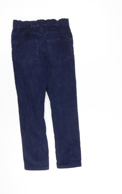 M&Co Girls Blue Cotton Carrot Trousers Size 6-7 Years L21 in Regular Zip