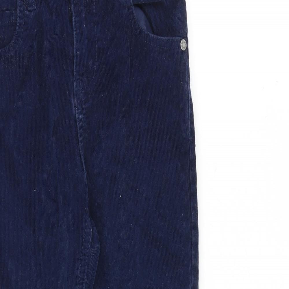 M&Co Girls Blue Cotton Carrot Trousers Size 6-7 Years L21 in Regular Zip