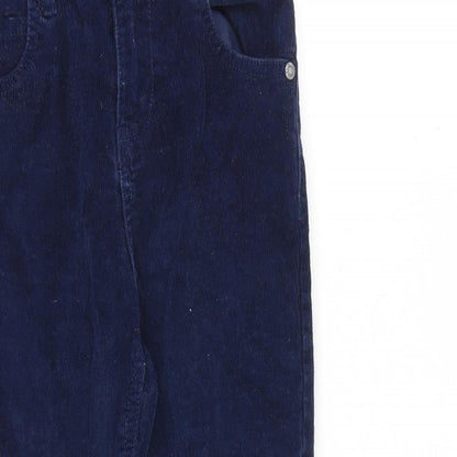 M&Co Girls Blue Cotton Carrot Trousers Size 6-7 Years L21 in Regular Zip