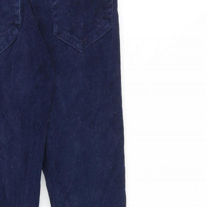 M&Co Girls Blue Cotton Carrot Trousers Size 6-7 Years L21 in Regular Zip