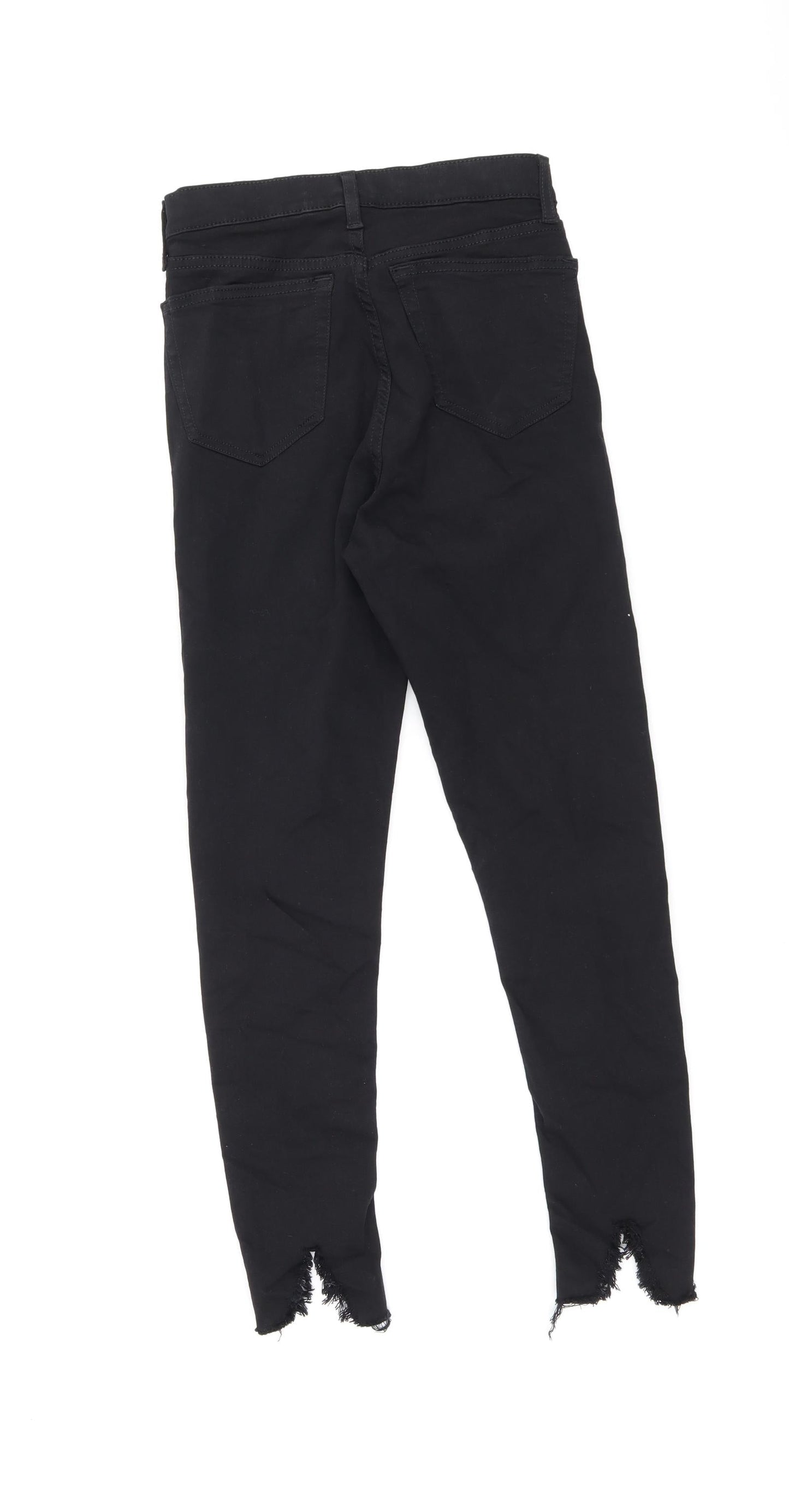 Topshop Womens Black Cotton Skinny Jeans Size 26 in L30 in Regular Zip - Distressed Hems
