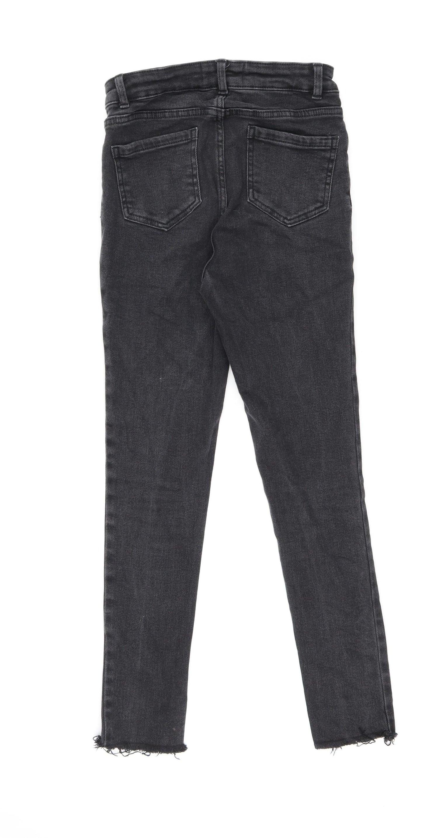 New Look Girls Grey Cotton Skinny Jeans Size 14 Years L26 in Regular Zip