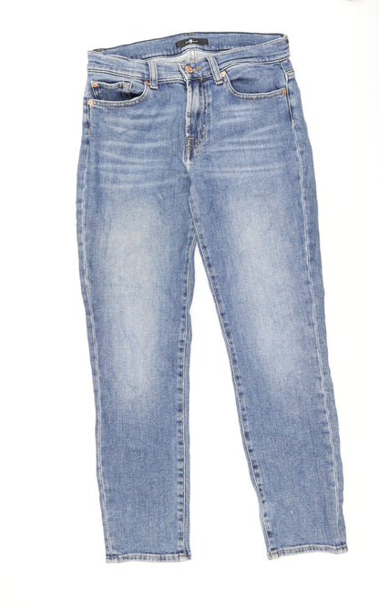 7 For All Mankind Womens Blue Cotton Tapered Jeans Size 27 in L26.5 in Regular Zip
