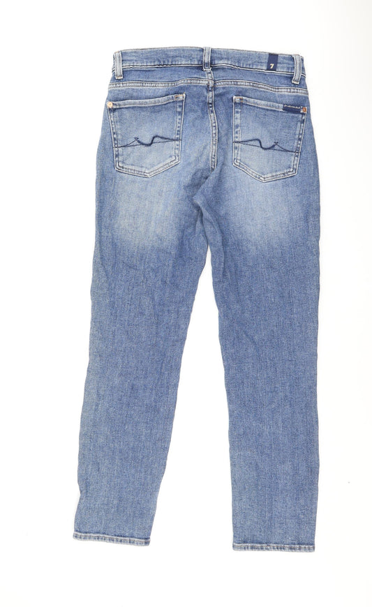 7 For All Mankind Womens Blue Cotton Tapered Jeans Size 27 in L26.5 in Regular Zip