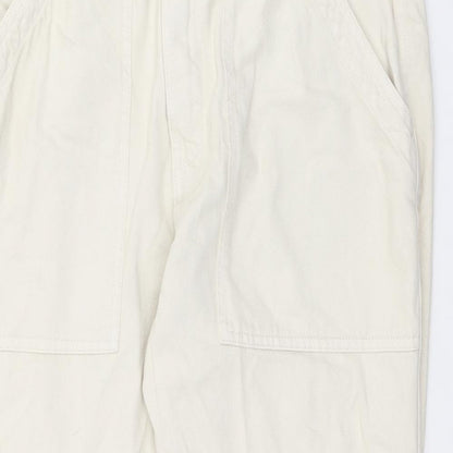 Zara Womens Ivory Cotton Straight Jeans Size L L25 in Regular Zip