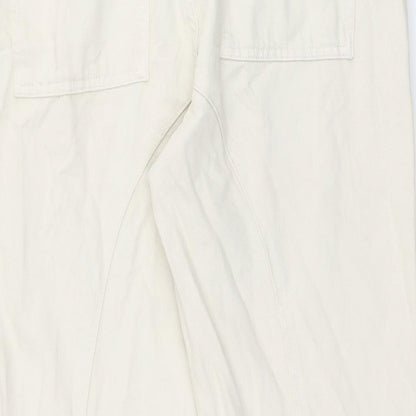 Zara Womens Ivory Cotton Straight Jeans Size L L25 in Regular Zip