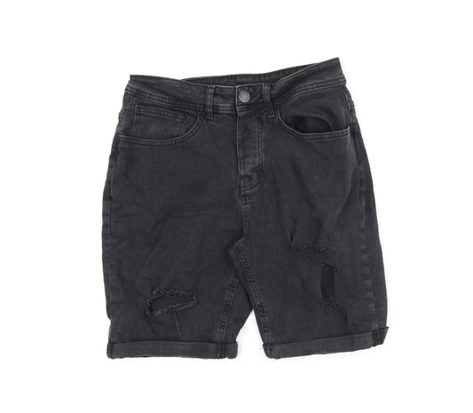 Denim & Co. Mens Black Cotton Chino Shorts Size 30 in L8 in Regular Button