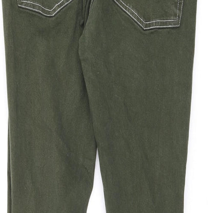 ASOS Womens Green Cotton Skinny Jeans Size 32 in L30 in Regular Zip - Stitching Detail